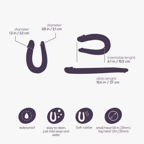 Crushious Deep Diver – Podwójne Dildo z Lubrykantem Analnym 50 ml, Fioletowe