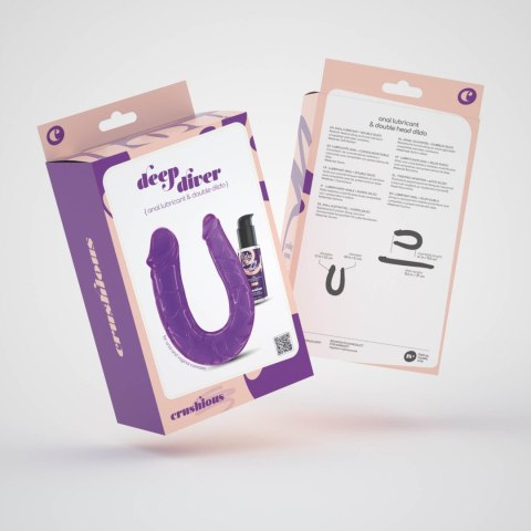 Crushious Deep Diver – Podwójne Dildo z Lubrykantem Analnym 50 ml, Fioletowe