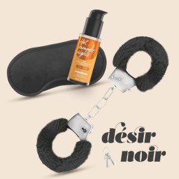 Zestaw Désir Noir: Pluszowe Kajdanki, Satynowa Opaska i Rozgrzewający Lubrykant