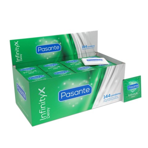 Pasante Infinity X Delay – Prezerwatywy Opóźniające, Zestaw 144 sztuki