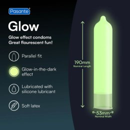 Pasante Glow – Świecące Prezerwatywy, 3 sztuki