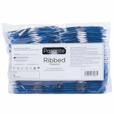 Pasante Ribbed Passion – Prezerwatywy stymulujące, zestaw 144 sztuki
