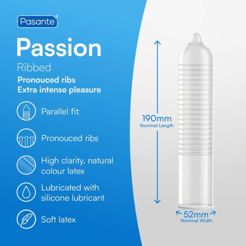 Pasante Ribbed Passion – Prezerwatywy stymulujące, zestaw 144 sztuki