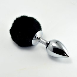 Duży Metalowy Plug Analny z Czarnym Pomponem