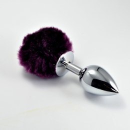 Elegancki Metalowy Plug Analny z Fioletowym Pomponem