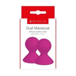 Me You Us Dual Masseuse – Fioletowe silikonowe pompki na sutki, zestaw 2 szt.