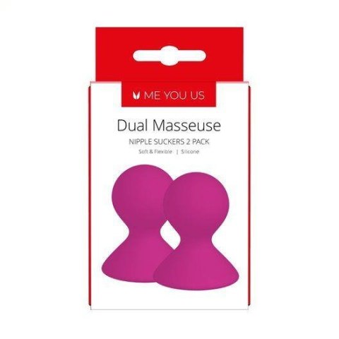 Me You Us Dual Masseuse – Fioletowe silikonowe pompki na sutki, zestaw 2 szt.