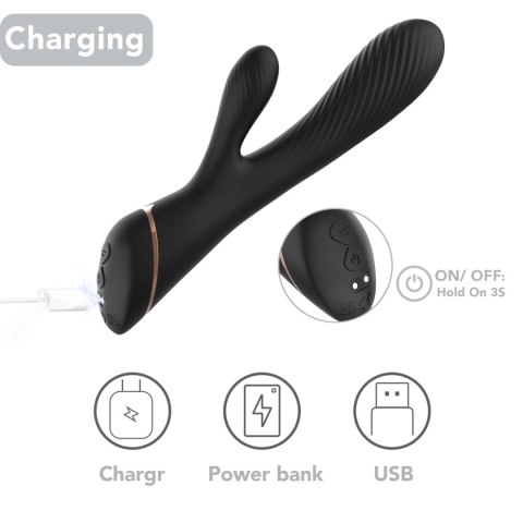 Wibrator Króliczek Hare Black z 9 Funkcjami Wibracji