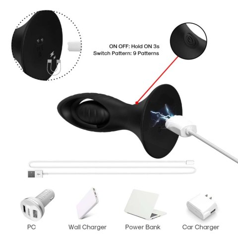 Watchman Black: Wibrujący Plug Analny z 9 Programami Stymulacji