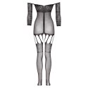 Zmysłowe Bodystocking z Paskami do Pończoch Rosa – Czarne