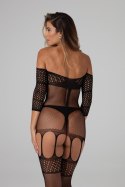 Zmysłowe Bodystocking z Paskami do Pończoch Rosa – Czarne