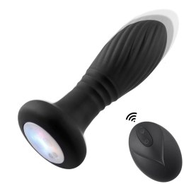Czarny plug analny z podświetleniem i wibracjami
