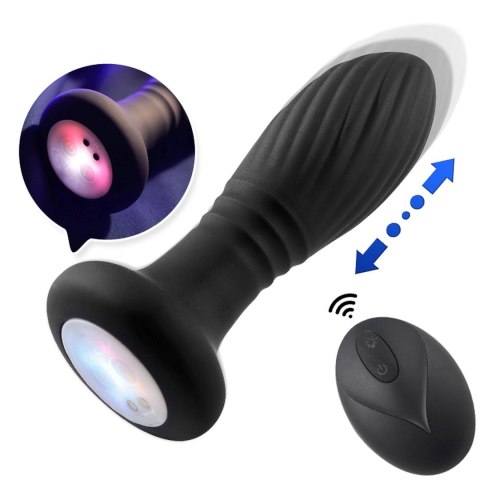 Czarny plug analny z podświetleniem i wibracjami