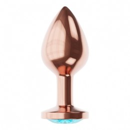 Korek Analny Plug Diamond Topaz Shine L - Różowe Złoto