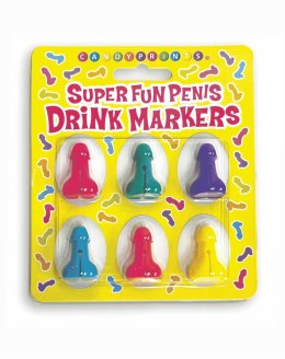 Zabawne silikonowe znaczniki do drinków 'Super Fun Penis'