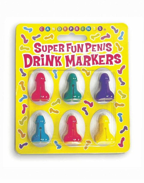 Zabawne silikonowe znaczniki do drinków 'Super Fun Penis'