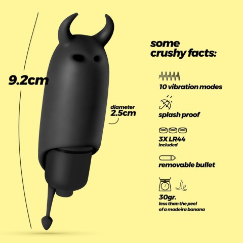 CRUSHIOUS O-PET DEVIL: Miniwibrator z 10 trybami wibracji, czarny