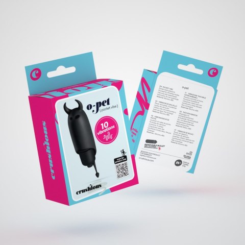 CRUSHIOUS O-PET DEVIL: Miniwibrator z 10 trybami wibracji, czarny