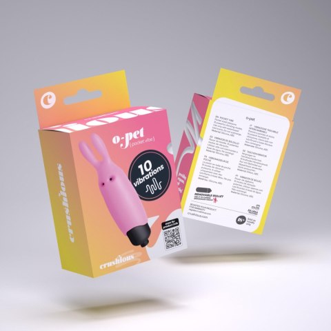 Wibrator Króliczek Crushious O-Pet z 10 trybami wibracji, pastelowy róż