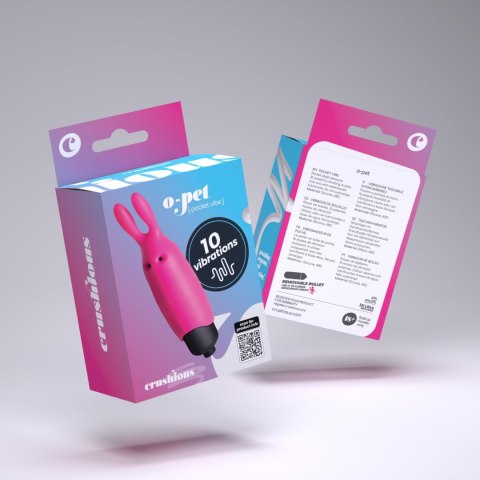 CRUSHIOUS O-PET Rabbit: Zmysłowy Mini Wibrator z 10 Trybami Stymulacji – Różowy