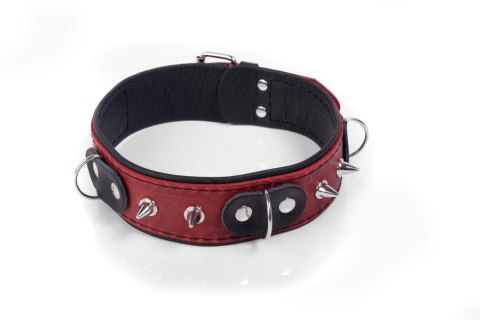 Elegancka Obroża BDSM Crazy Horse Czerwona, Rozmiar S