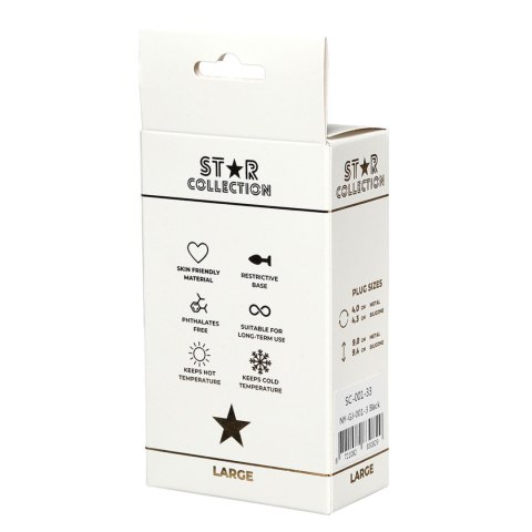 Kolekcja Star - Czarny Silikonowy Korek Analny L z Jasnoniebieskim Kamieniem