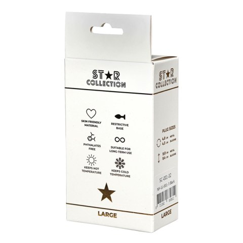 Korek Analny Star Collection – Czarny Silikonowy L z Różowym Kamieniem