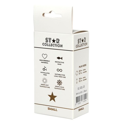 Kolekcja Gwiazd – Czarny silikonowy korek analny S z jasnoróżowym kamieniem szlachetnym