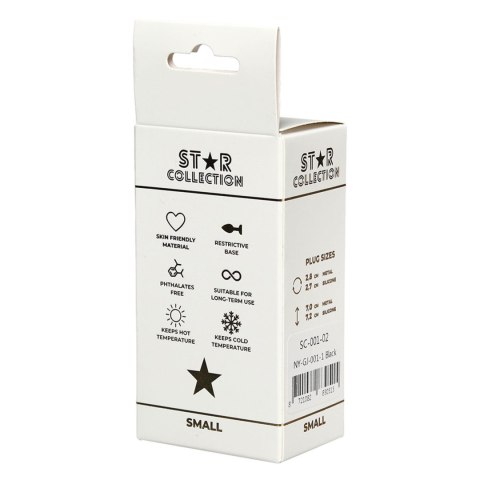 Kolekcja Star - Czarny Silikonowy Korek Analny S z Różowym Kryształem