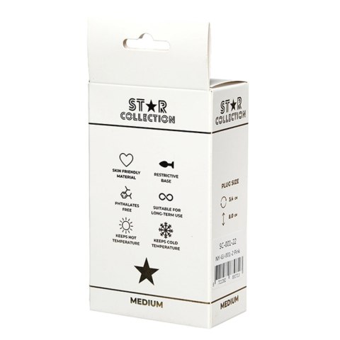 Star Collection - Różowy Silikonowy Korek Analny M z Różowym Kamieniem