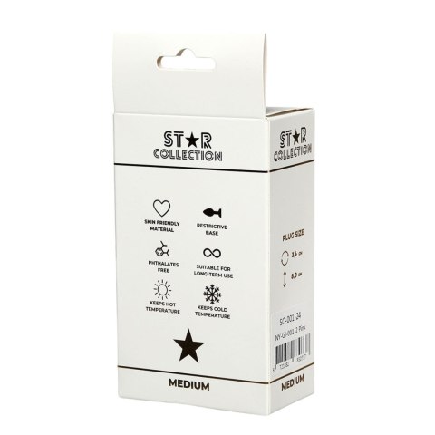 Elegancki silikonowy korek analny M z fioletowym kamieniem - Kolekcja Star Collection