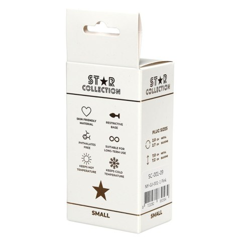 Kolekcja Star – Różowy Silikonowy Plug Analny S z Fioletowym Kryształem