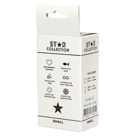 Elegancki Korek Analityczny Star Collection z Fioletowego Silikonu i Jasnoniebieskim Kamieniem, Rozmiar S