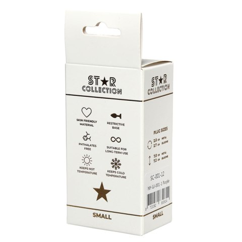Korek Analny Silikonowy Star Collection Fioletowy S z Różowym Kryształem