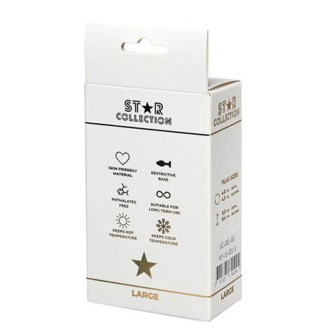 Kolekcja Star - Srebrny Metalowy Korek Analny L z Jasnoróżowym Kamieniem