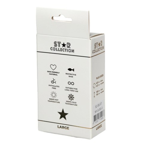 Korek Analny Star Collection - Srebrny Metal z Różowym Kamieniem, Rozmiar L