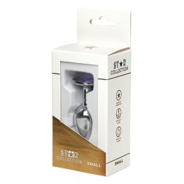 Kolekcja Star – Srebrny Metalowy Plug Analny S z Fioletowym Kamieniem