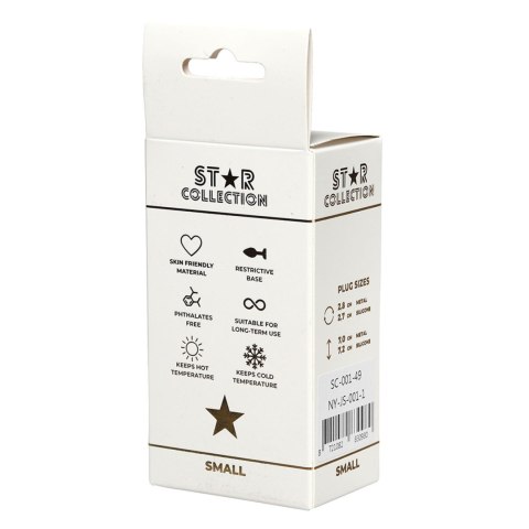 Kolekcja Star – Srebrny Metalowy Plug Analny S z Fioletowym Kamieniem
