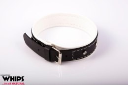 Biała Obroża BDSM z Naturalnej Skóry, 4 cm