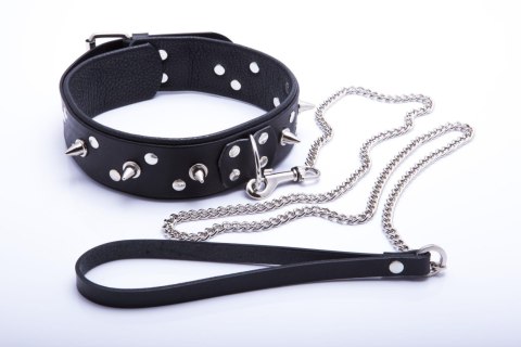 Ekskluzywna obroża męska WHIPS z ćwiekami i elegancką smyczą
