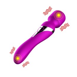 Luksusowy Podwójny Masażer Silikonowy z USB i 7+7 Trybami Wibracji – Fioletowy