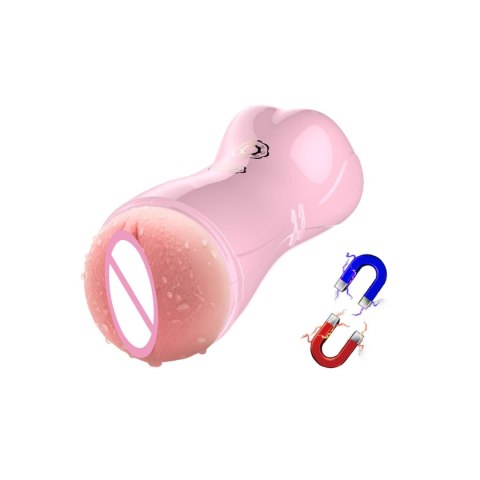 Masturbator Interaktywny z Wibracjami, Pulsacją i Dźwiękiem USB – 7+7 Funkcji (Różowy)