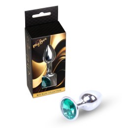 MyLove Toys – Biżuteryjny Korek Analny Srebrny z Zielonym Klejnotem