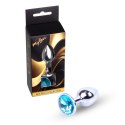 MyLove Toys – Elegancki Plug Analny Srebrny z Jasnoniebieskim Kryształkiem