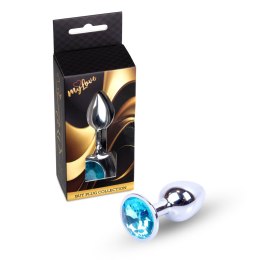MyLove Toys – Elegancki Plug Analny Srebrny z Jasnoniebieskim Kryształkiem