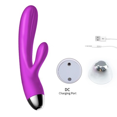 Fioletowy Silikonowy Wibrator Króliczek z Innowacyjną Pulsacją i Funkcją Grzania – USB