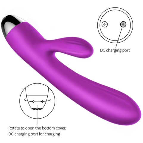 Fioletowy Silikonowy Wibrator Króliczek z Innowacyjną Pulsacją i Funkcją Grzania – USB