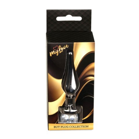 MyLove Toys – Biżuteryjny Korek Analny w Ciemnosrebrnym Odcieniu z Bezbarwnym Kryształem