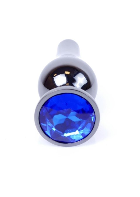 MyLove Toys - Biżuteryjny Korek Analny 'Dark Silver' z Ciemnoniebieskim Kryształem