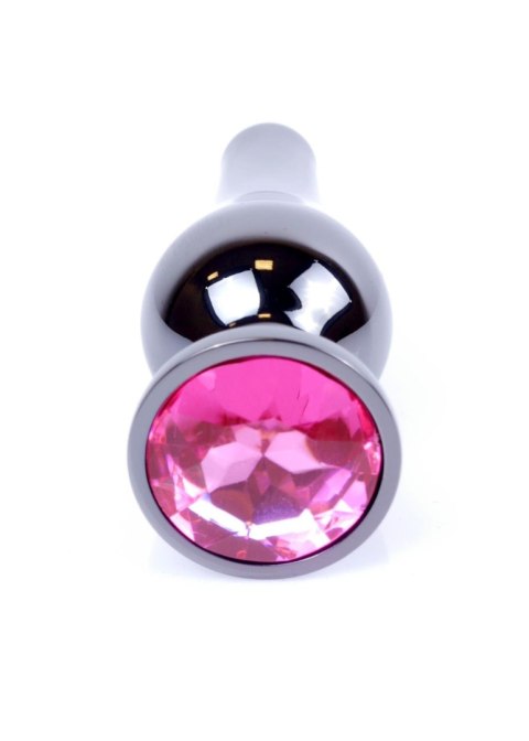 MyLove Toys – Elegancki Korek Analny z Ciemnosrebrnej Stali z Różowym Kryształem